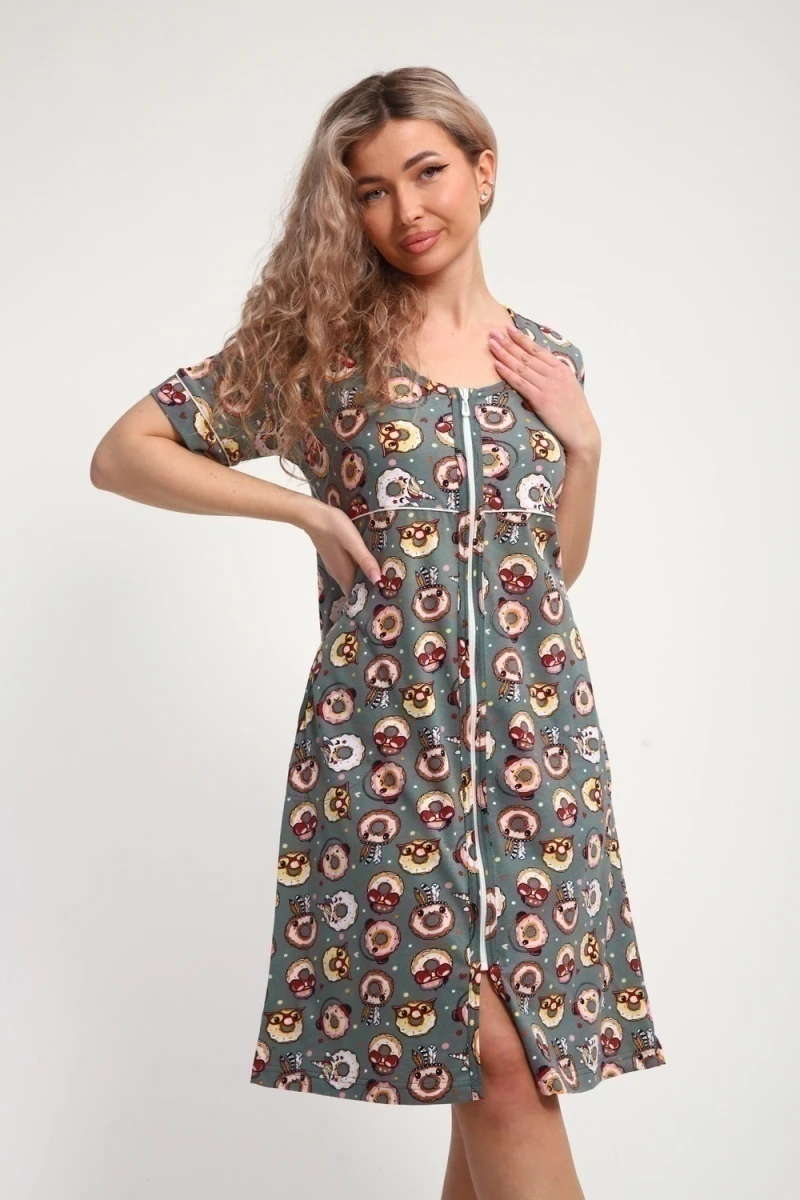 Халат ХЖ-01 (Пончики зеленый)