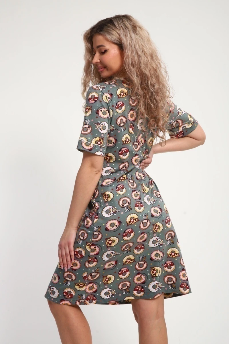 Халат ХЖ-01 (Пончики зеленый)