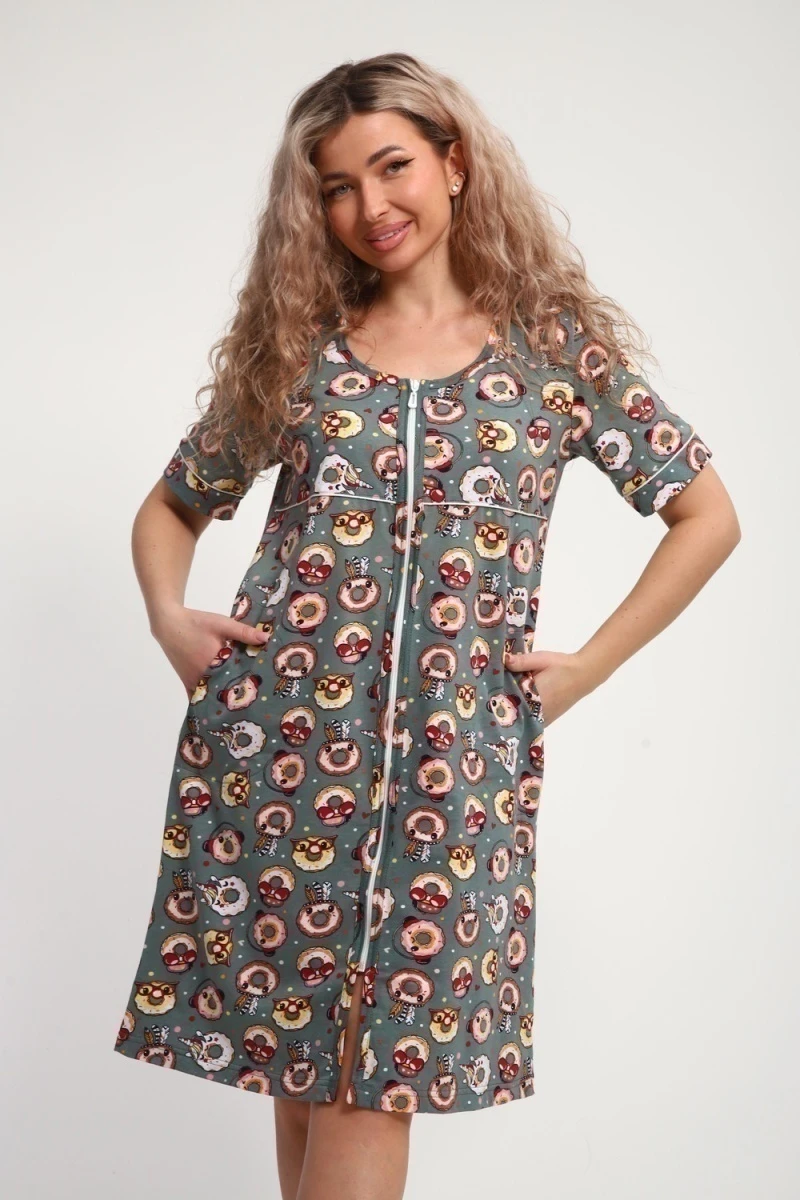 Халат ХЖ-01 (Пончики зеленый)