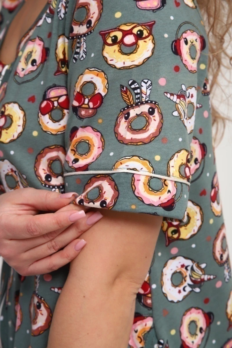 Халат ХЖ-01 (Пончики зеленый)