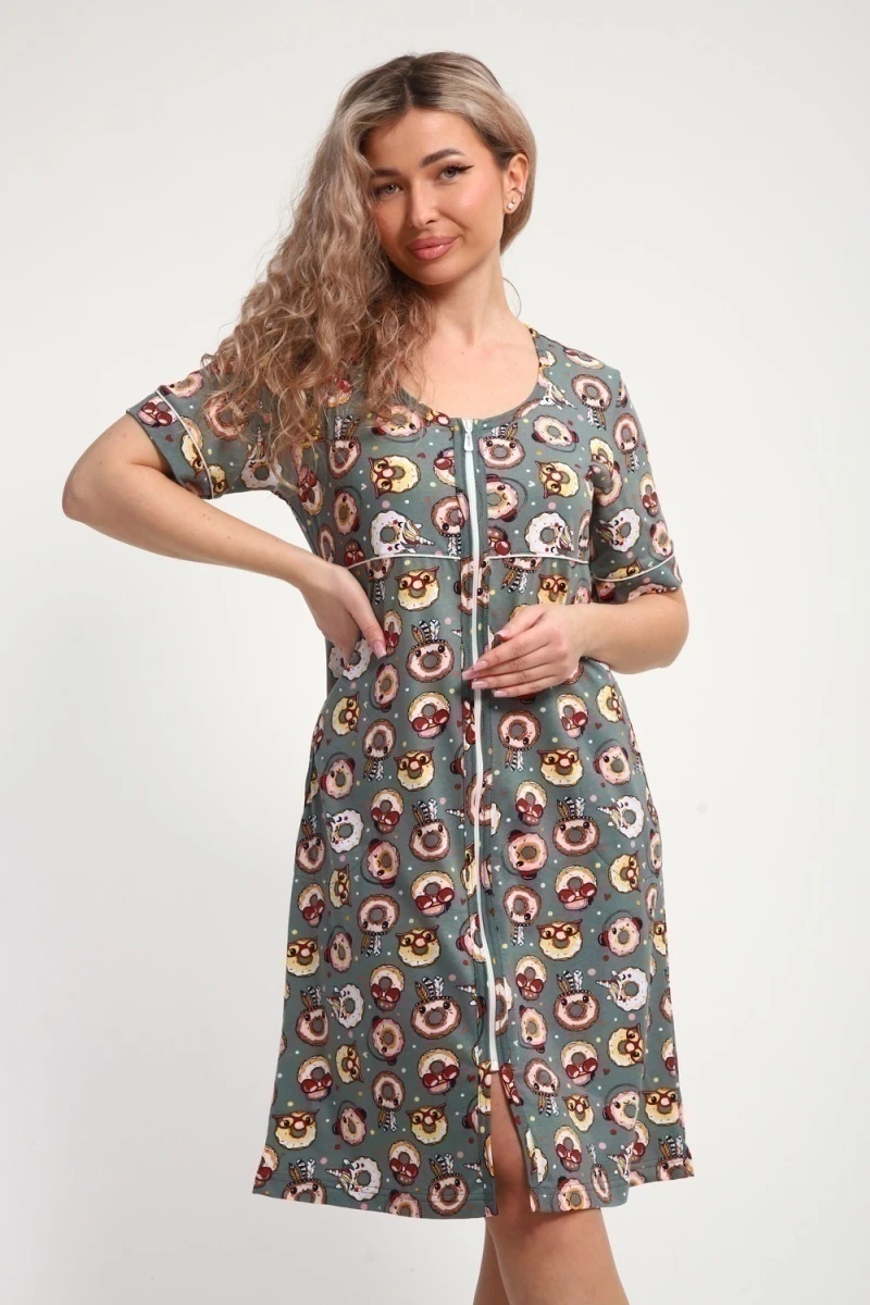 Халат ХЖ-01 (Пончики зеленый)