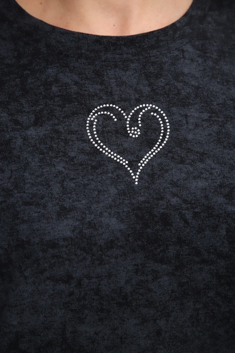 Платье туника варенка с принтом Сердце ТП-02 (темно-серый)