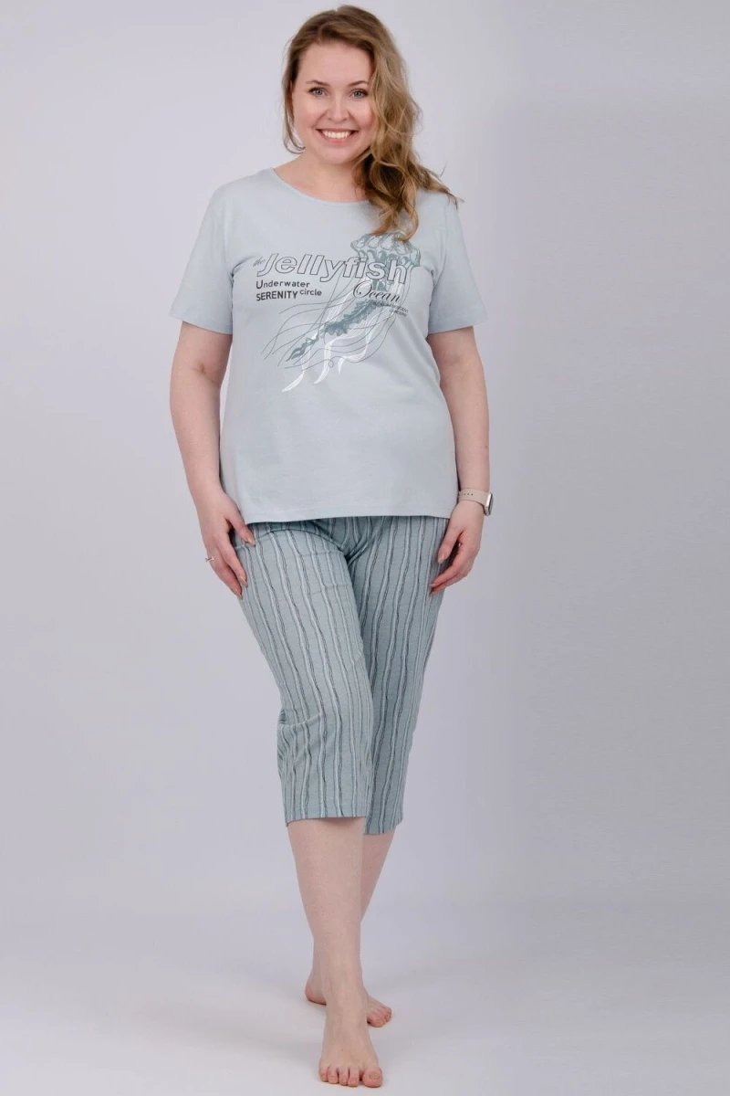 Пижама с бриджами Джелли (эвкалипт)
