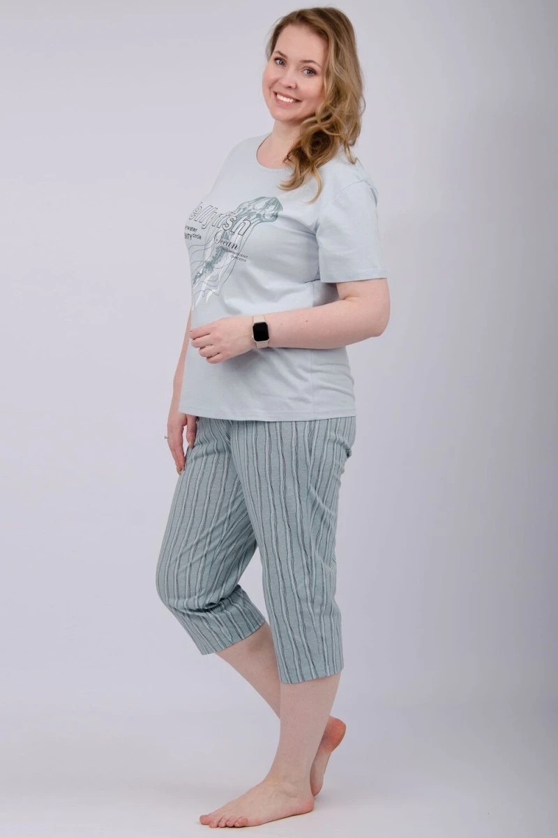 Пижама с бриджами Джелли (эвкалипт)