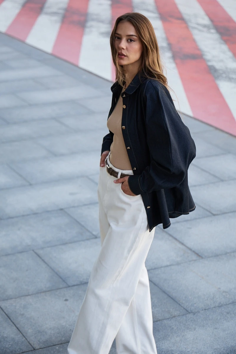 Рубашка джинсовая оверсайз (черный)