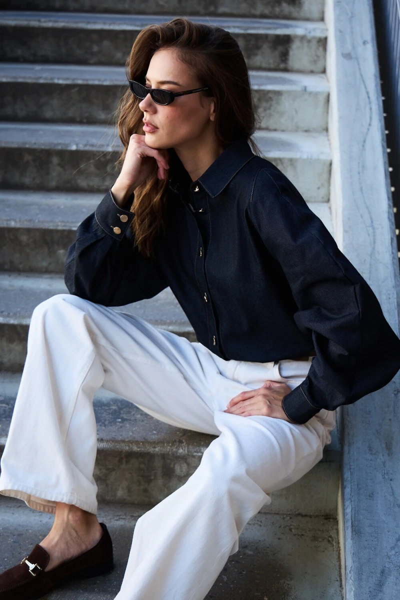 Рубашка джинсовая оверсайз (черный)