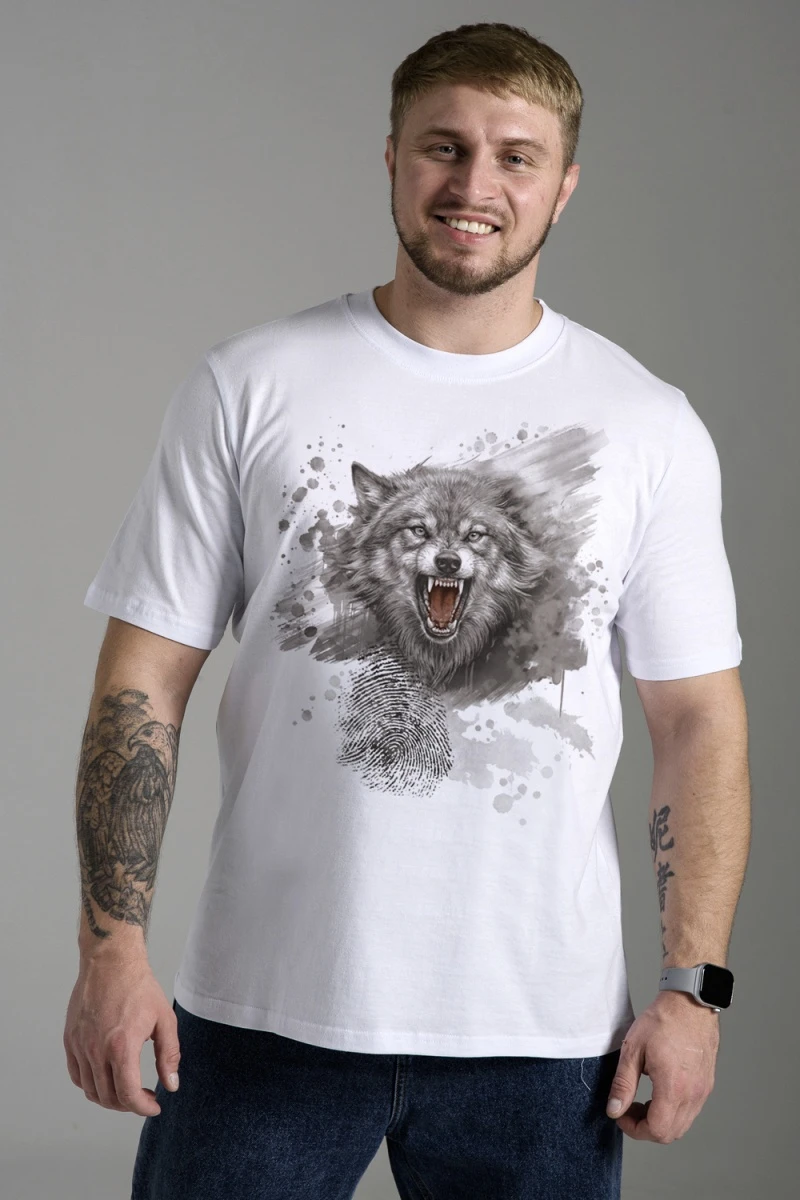 Футболка 8593 (белый+волк)
