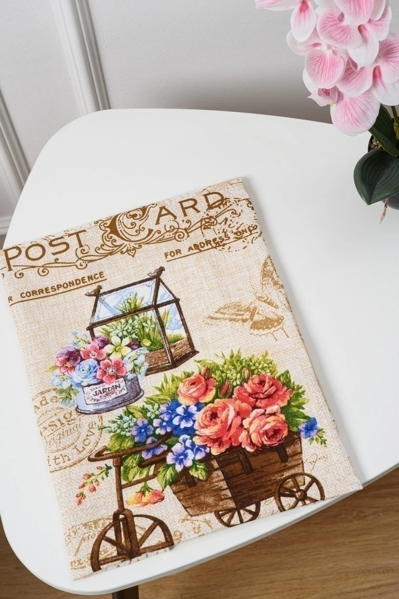 Открытка кухонное полотенце (бежевый+велосипед)