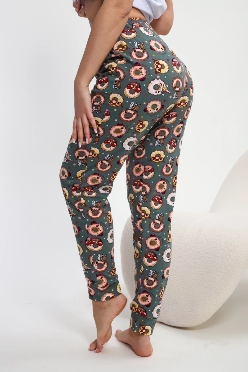 Пижама с брюками Любимая Пончики (белый/зеленый)