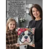 Наволочка декоративная Собака с цветами серый (серый)