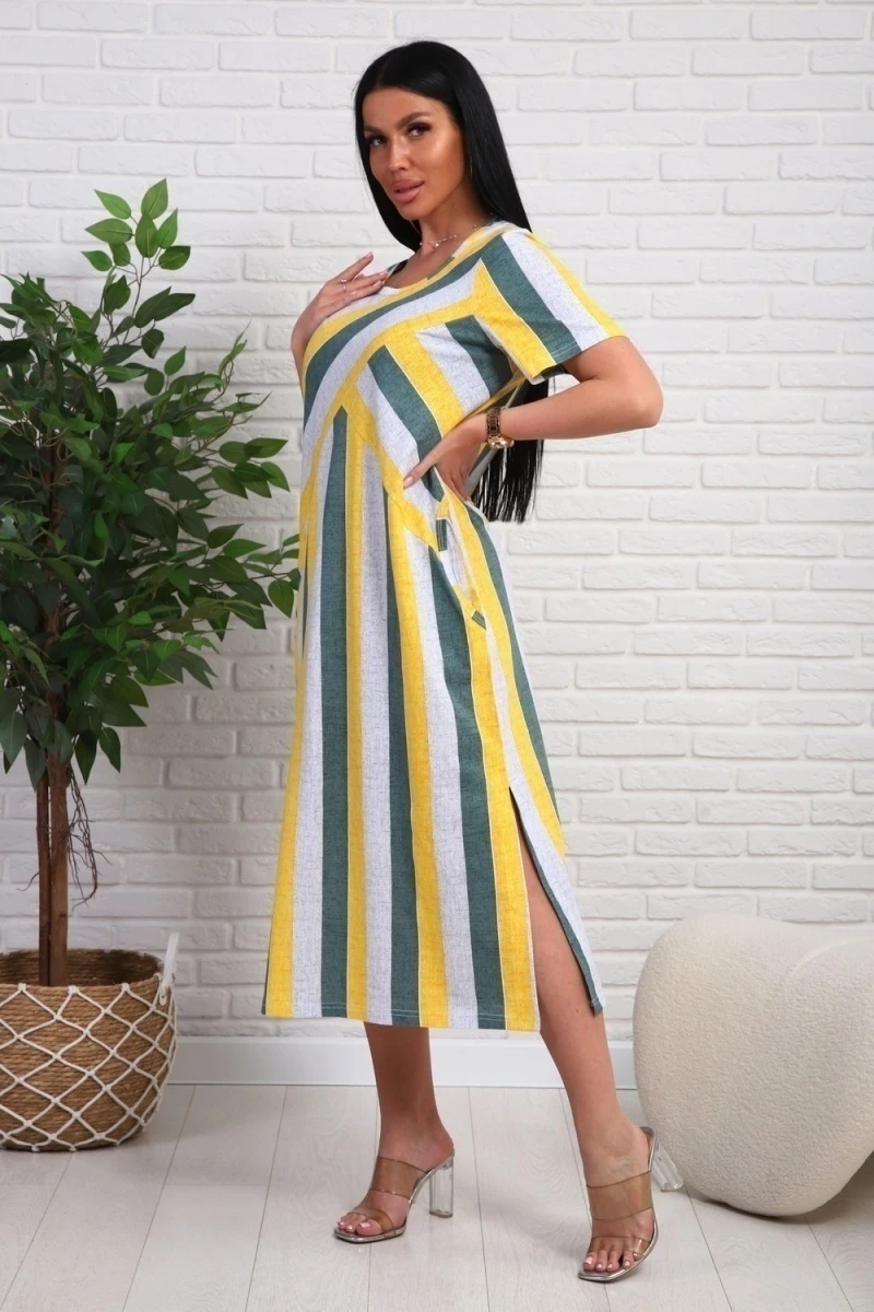 Платье 348т (желтый/зеленый)
