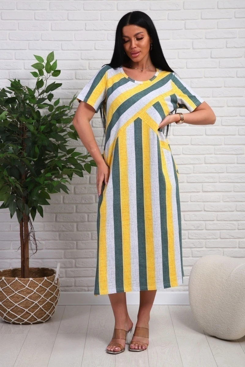 Платье 348т (желтый/зеленый)