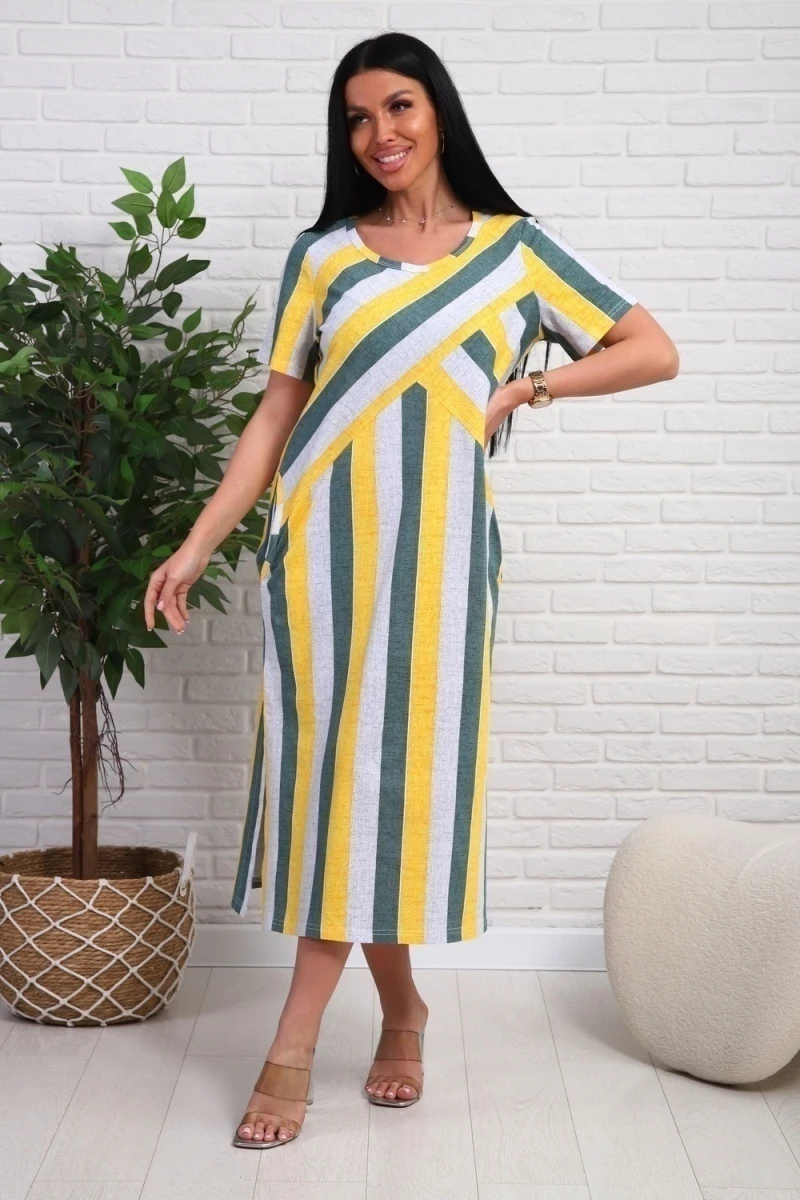 Платье 348т (желтый/зеленый)