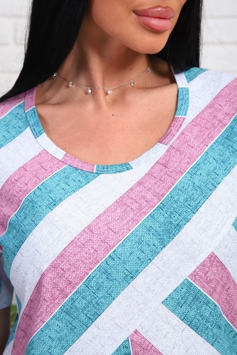 Платье 348т (розовый+бирюзовый)