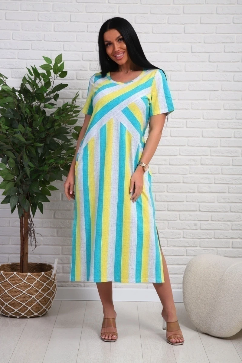 Платье 348т (желтый/бирюзовый)