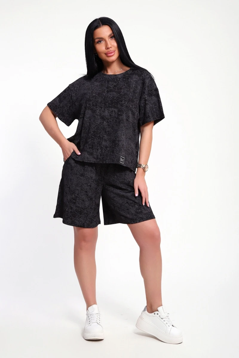 Костюм с шортами КЖ-004 (Варенка черная)