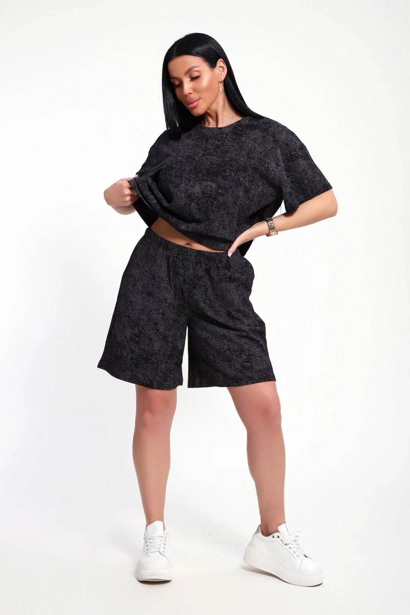 Костюм с шортами КЖ-004 (Варенка черная)