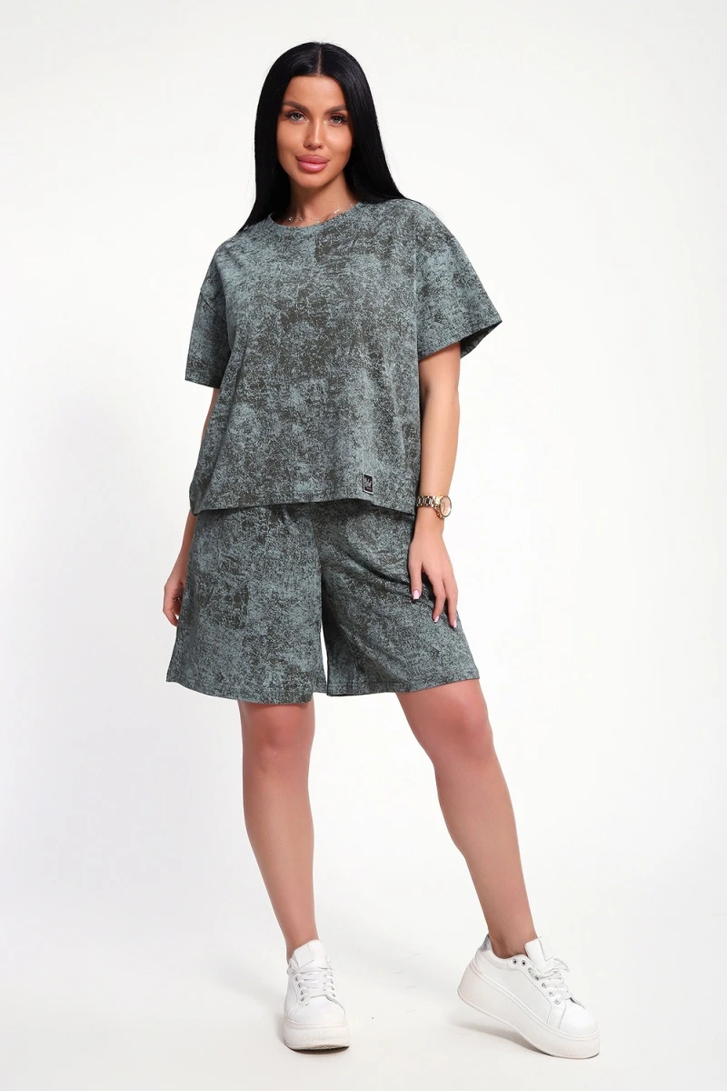 Костюм с шортами КЖ-004 (Варенка зеленая)