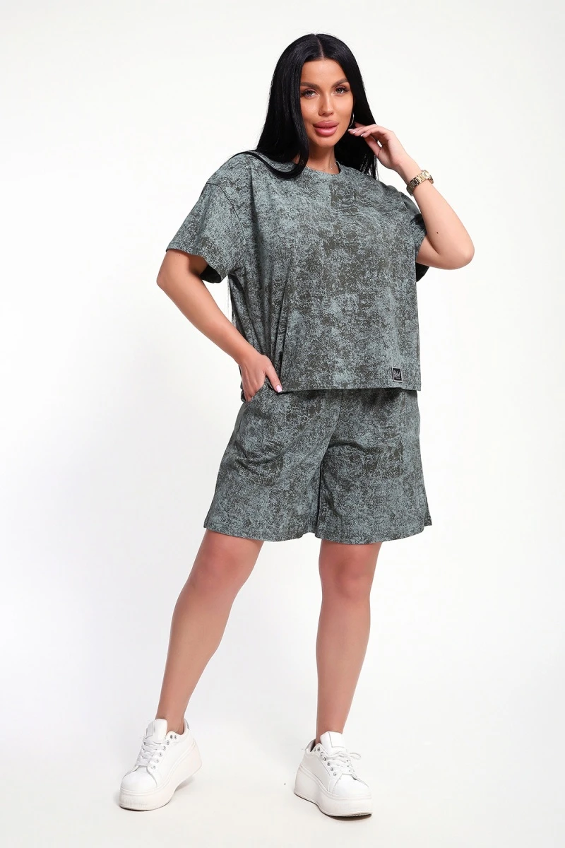 Костюм с шортами КЖ-004 (Варенка зеленая)