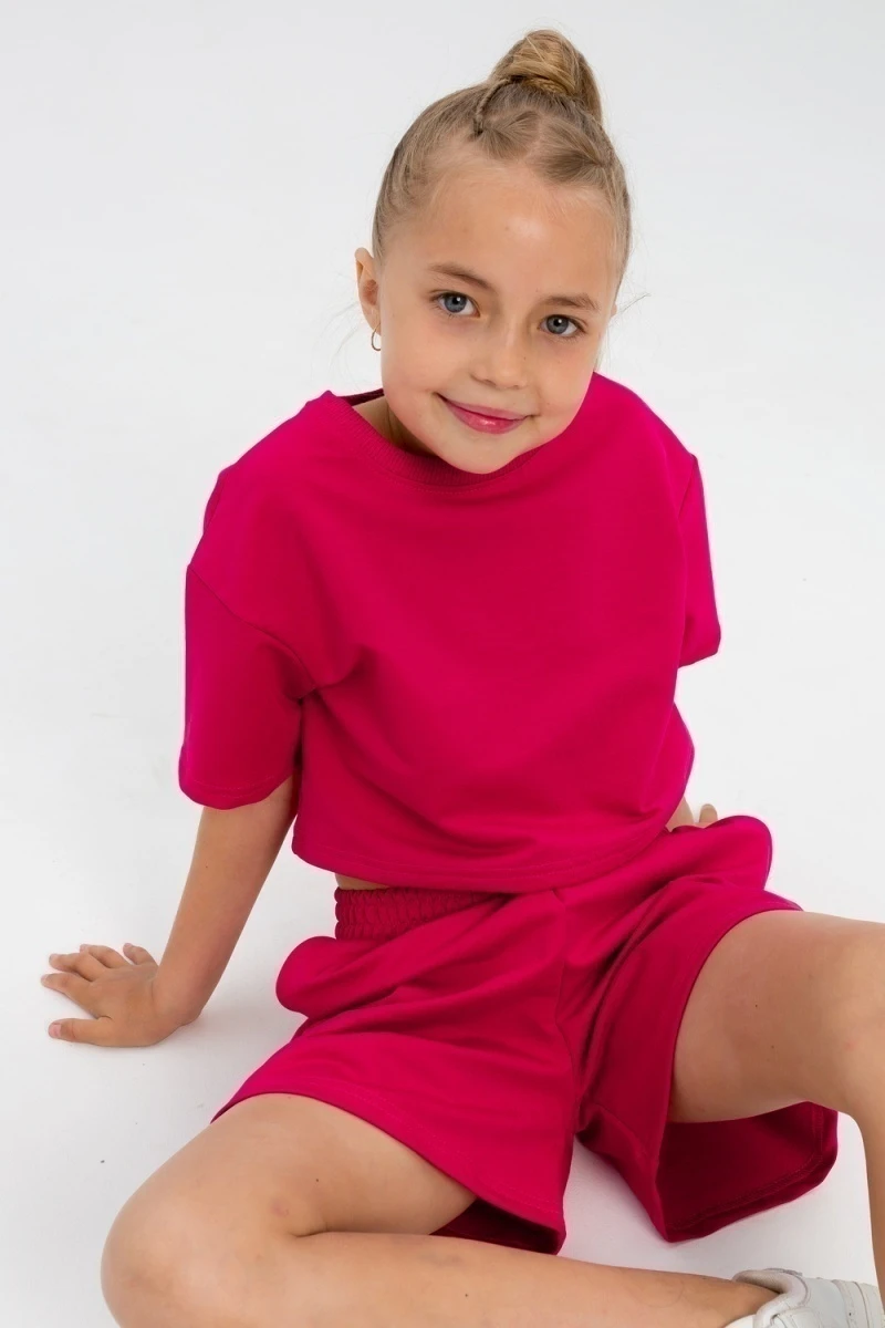 Костюм с шортами для девочки Вершина (малиновый)