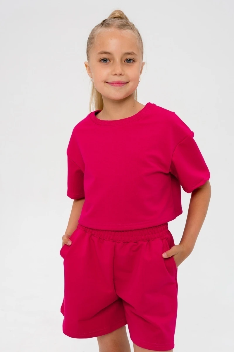 Костюм с шортами для девочки Вершина (малиновый)