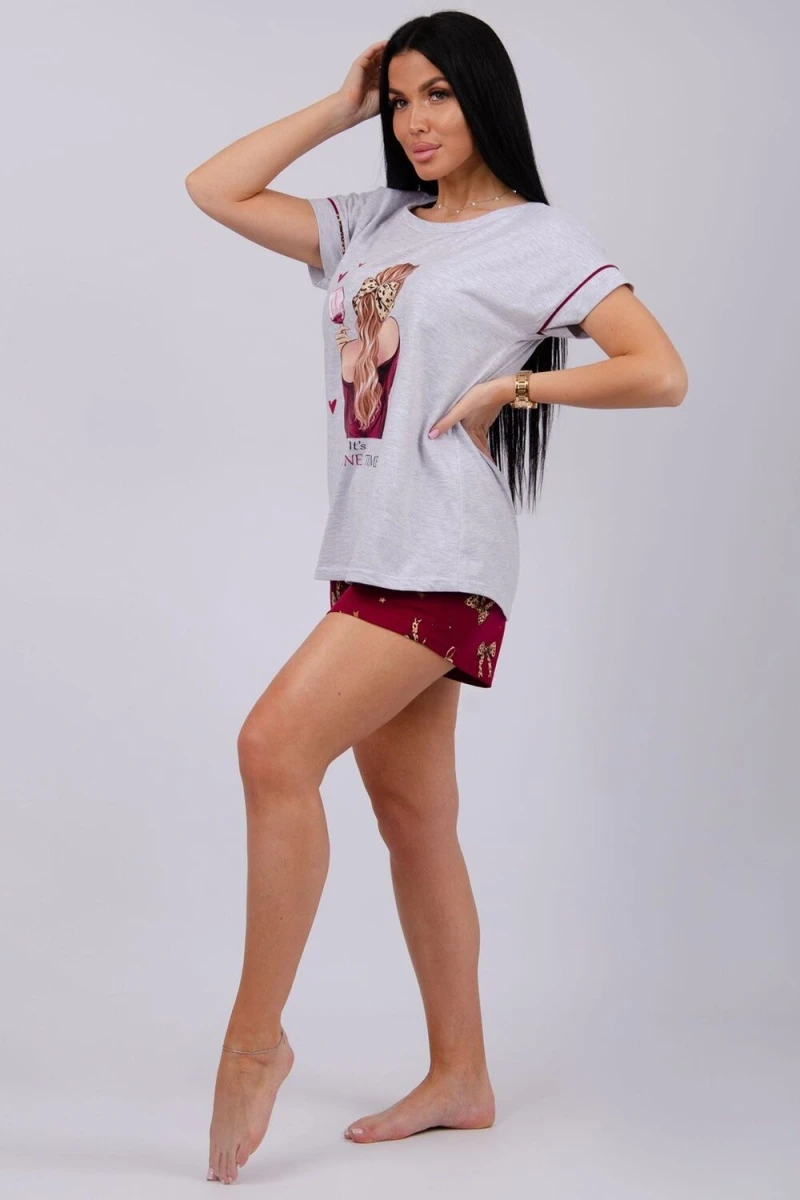 Пижама с шортами Мореллино (бордовый)