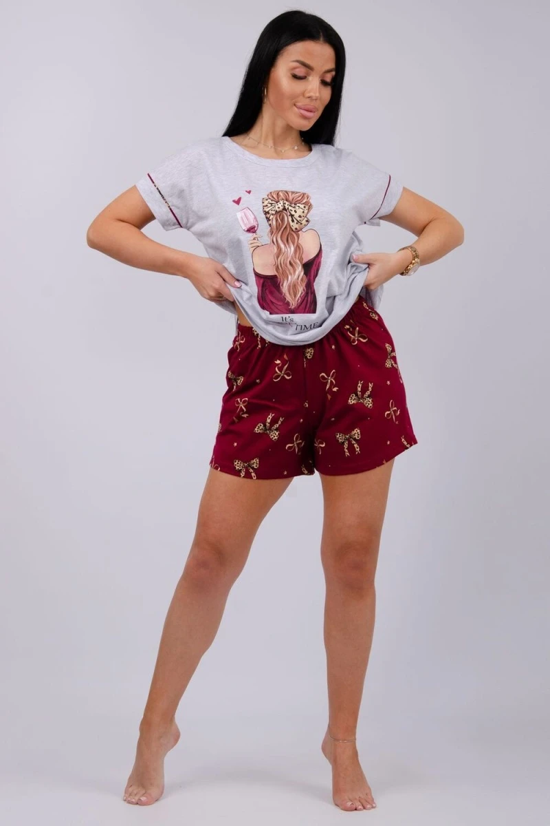 Пижама с шортами Мореллино (бордовый)