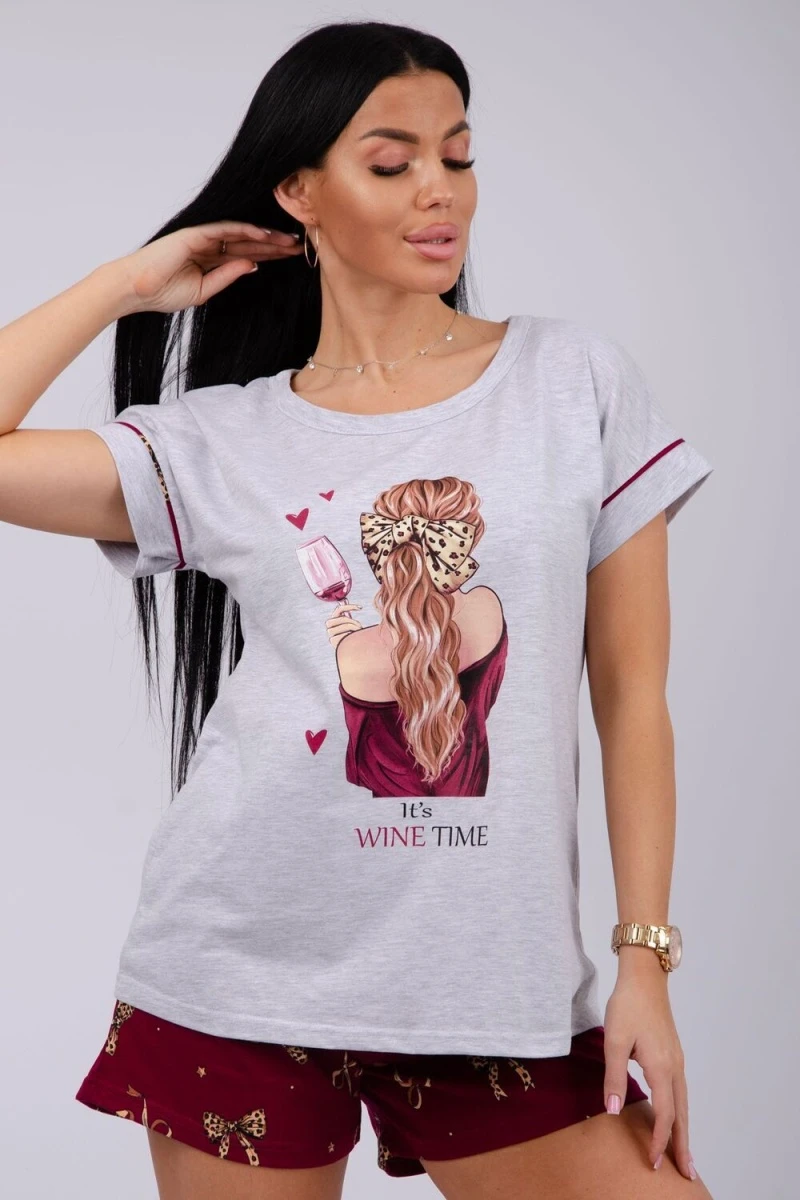 Пижама с шортами Мореллино (бордовый)