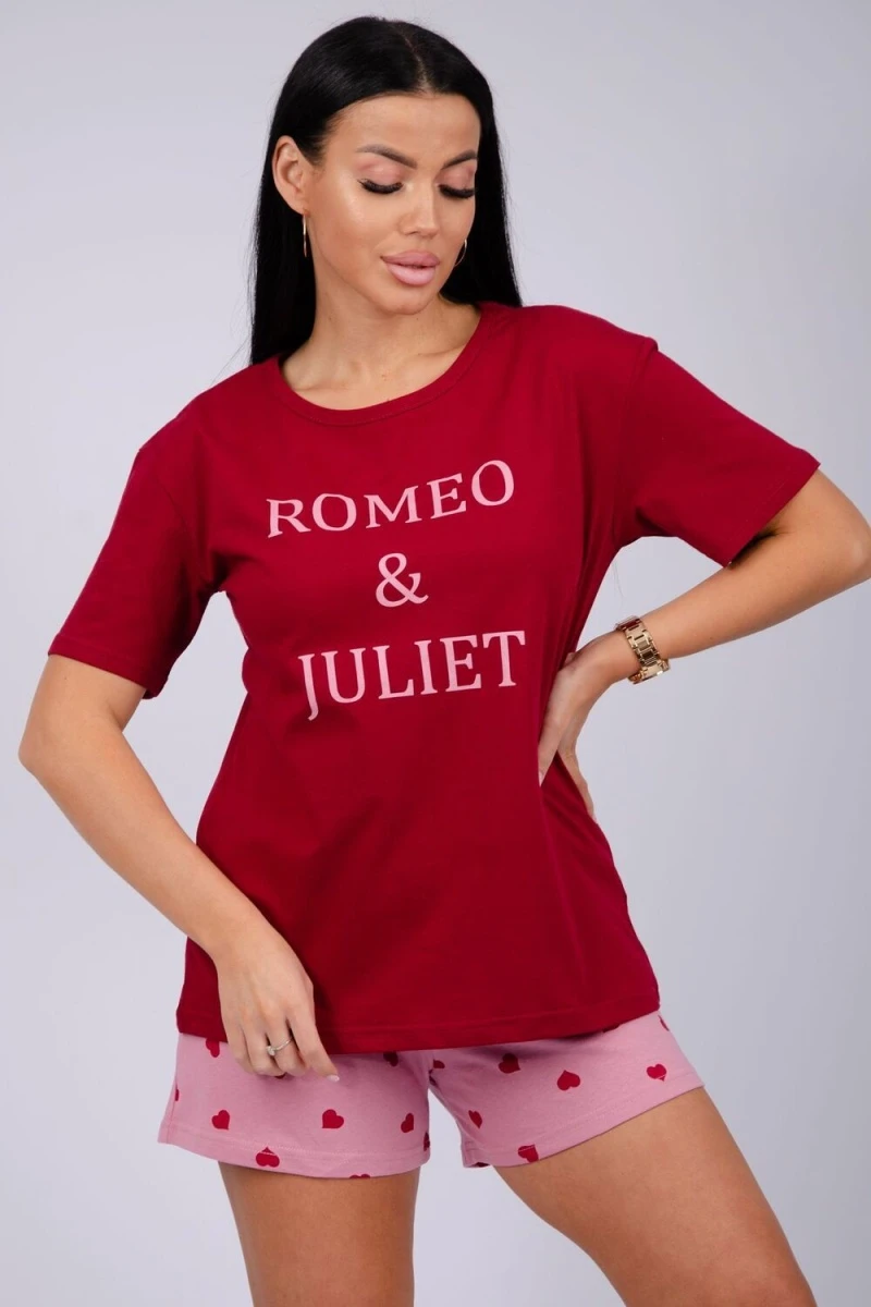 Пижама с шортами Джульетта (бордовый)