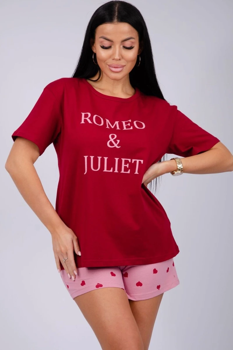 Пижама с шортами Джульетта (бордовый)