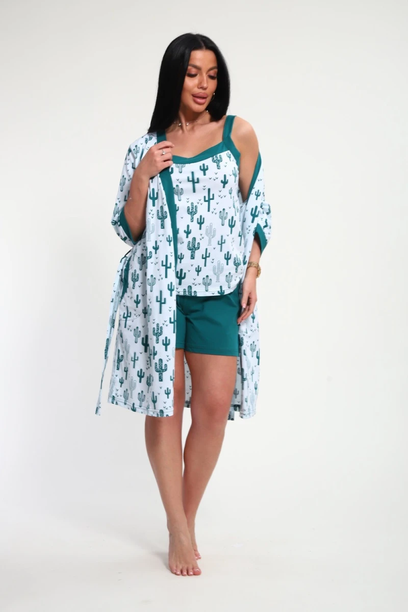 Пеньюар с шортами 24271 (зеленый)