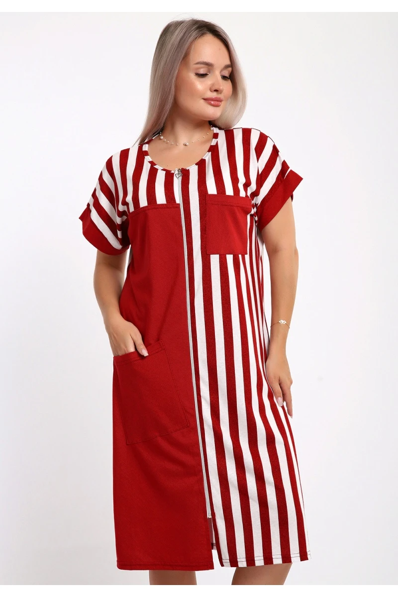 Халат 521 Полоска (красный)