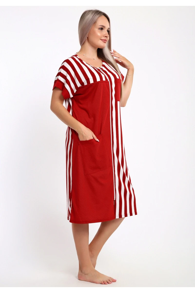 Халат 521 Полоска (красный)