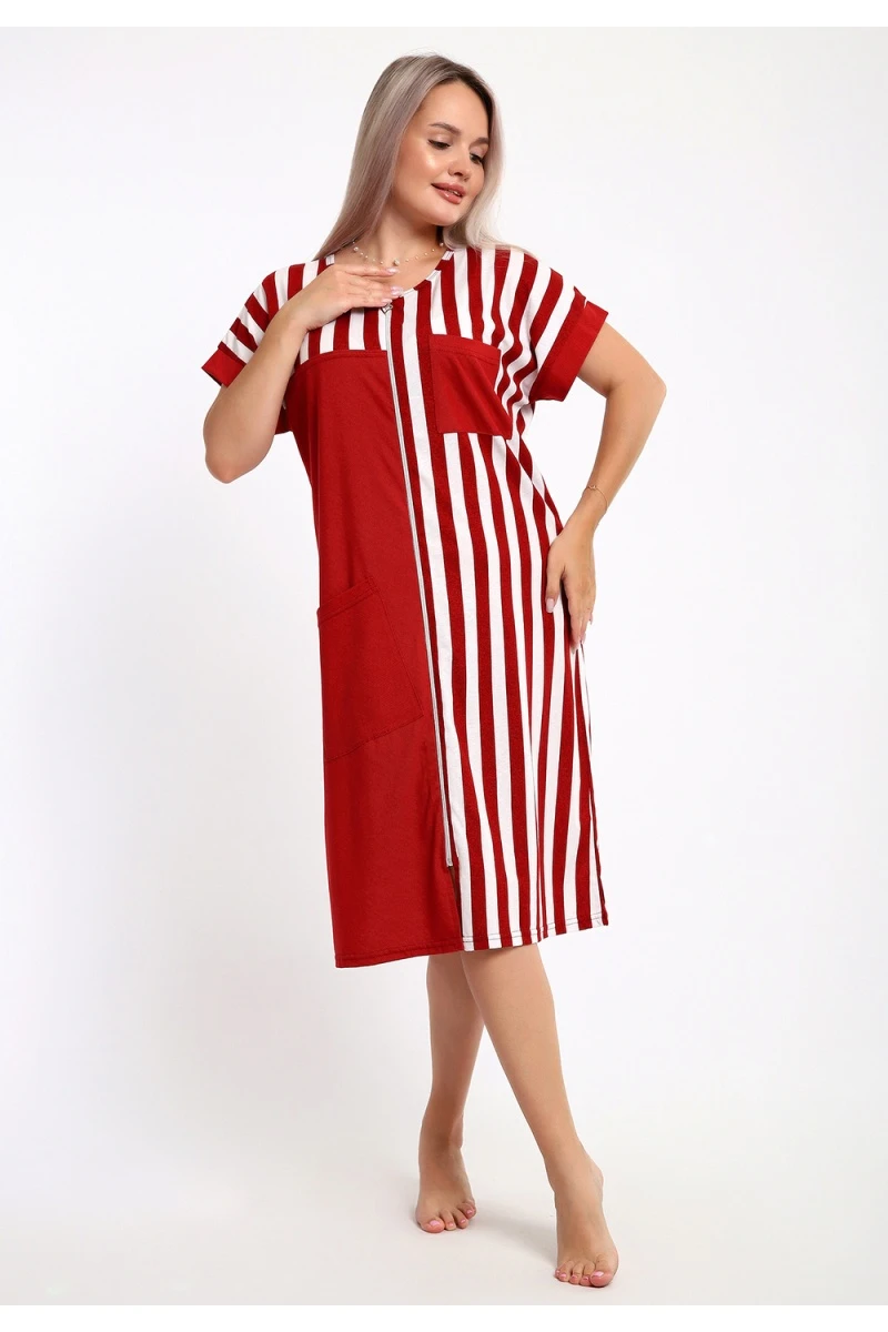 Халат 521 Полоска (красный)