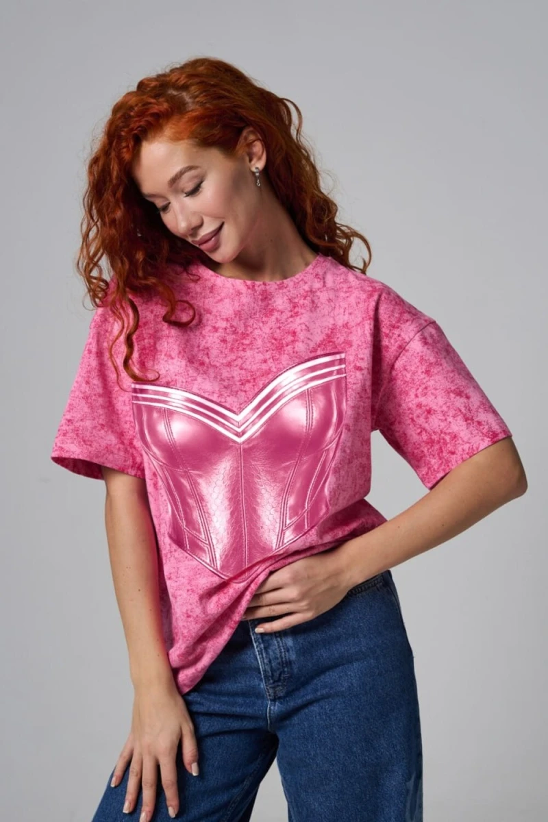 Футболка 8594 (фуксия+корсет)