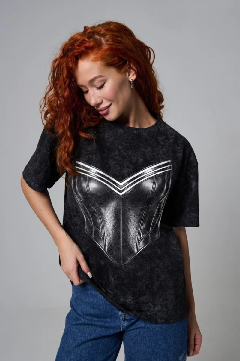 Футболка 8594 (черный+корсет)