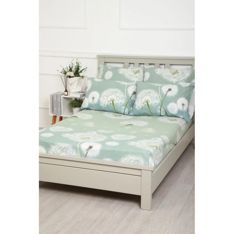 Простыня бязь ГОСТ Одуванчики (серо-зеленый)