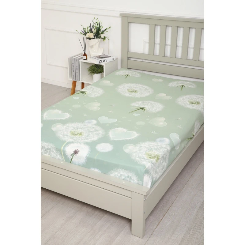 Простыня бязь ГОСТ Одуванчики (серо-зеленый)