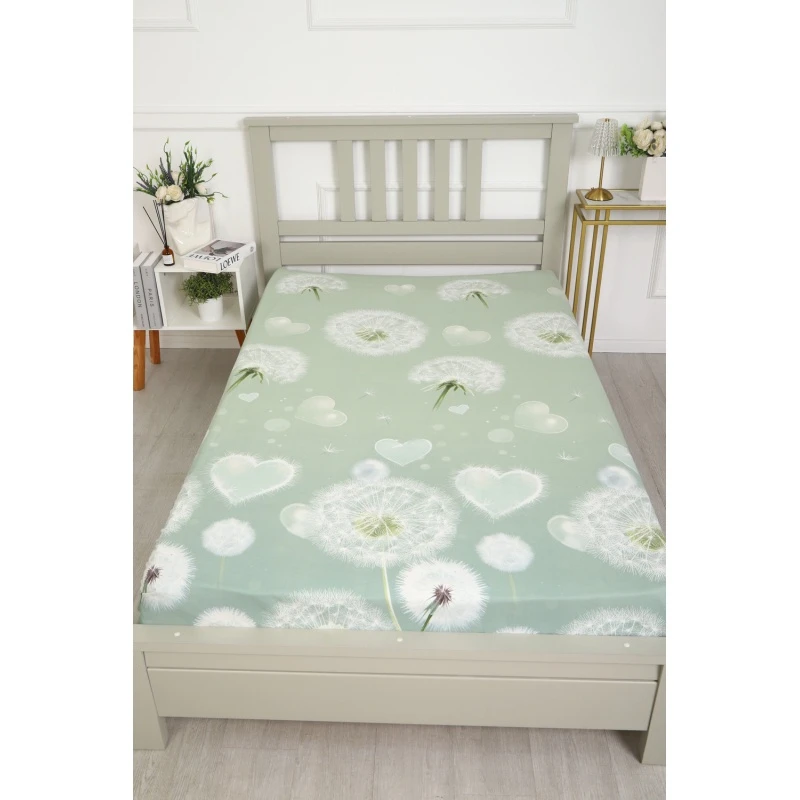 Простыня бязь ГОСТ Одуванчики (серо-зеленый)