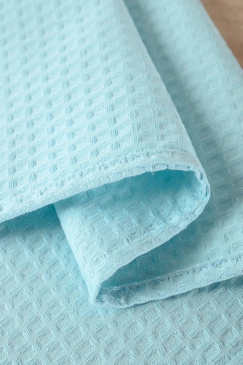 Полотенце кухонное вафельное в подарочной упаковке (голубой)