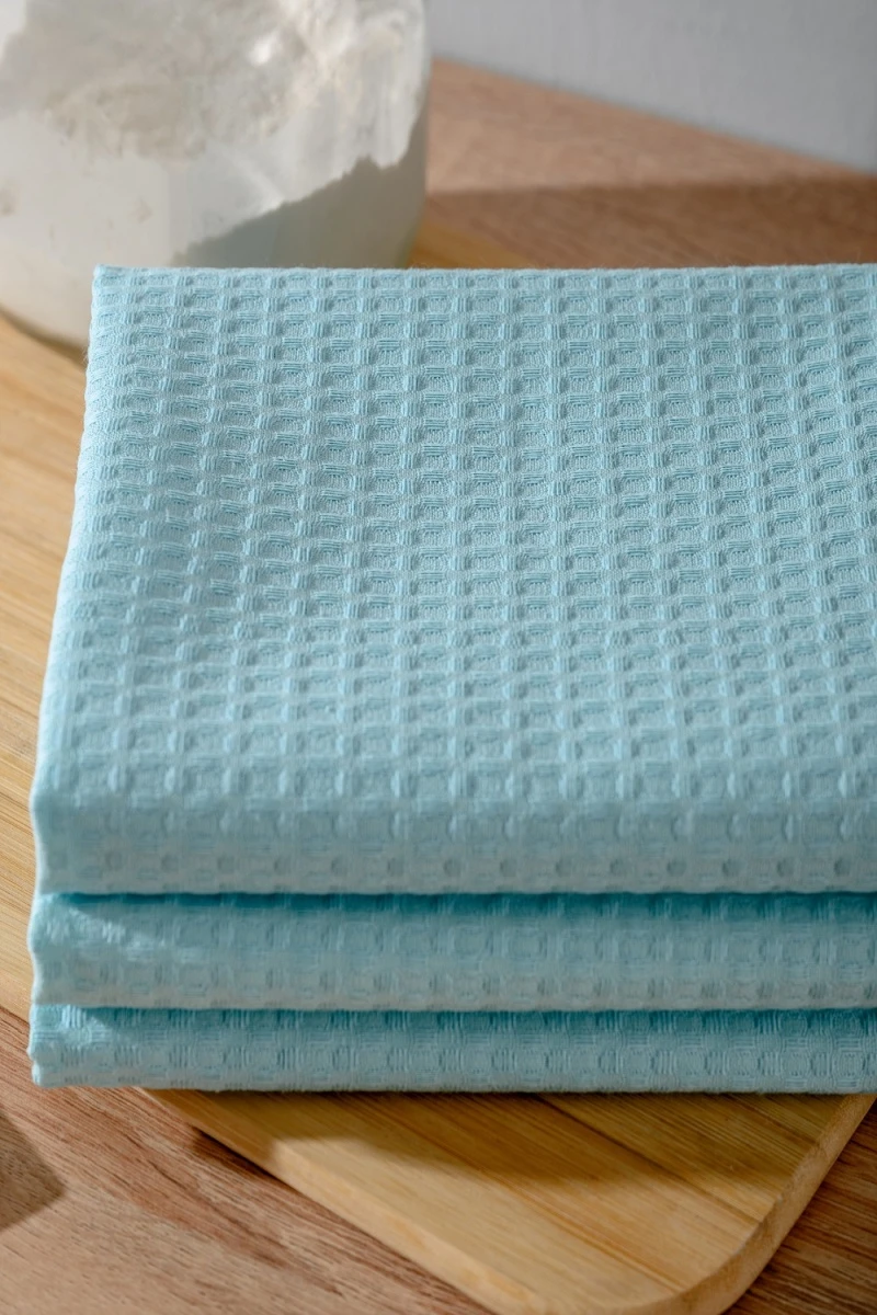 Полотенце кухонное вафельное в подарочной упаковке (голубой)