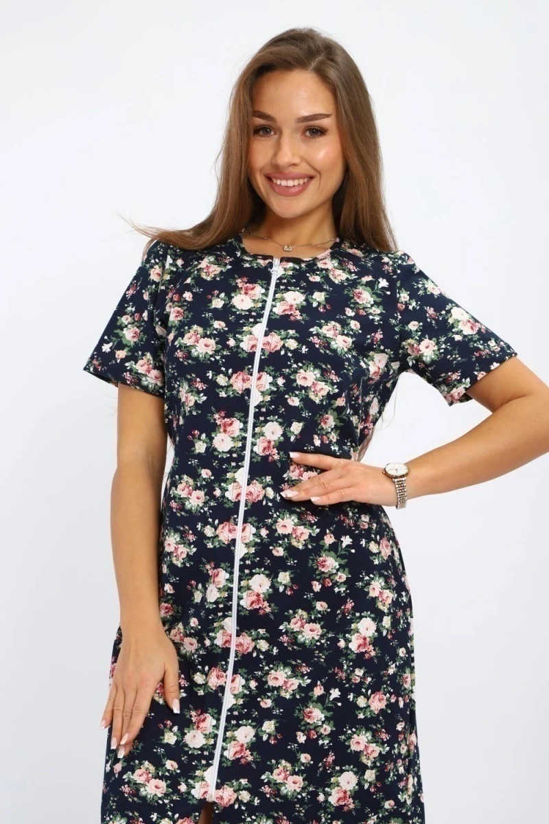 Халат ПХДЖ (синий, розы)