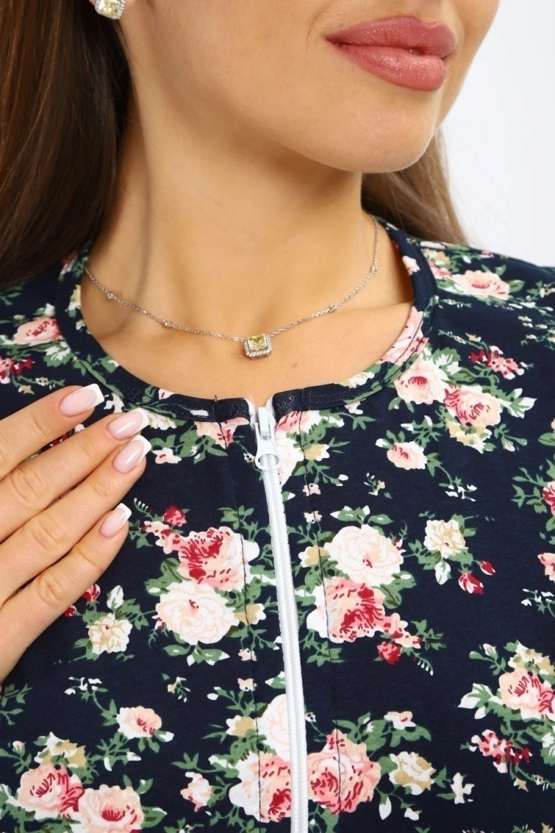 Халат ПХДЖ (синий, розы)