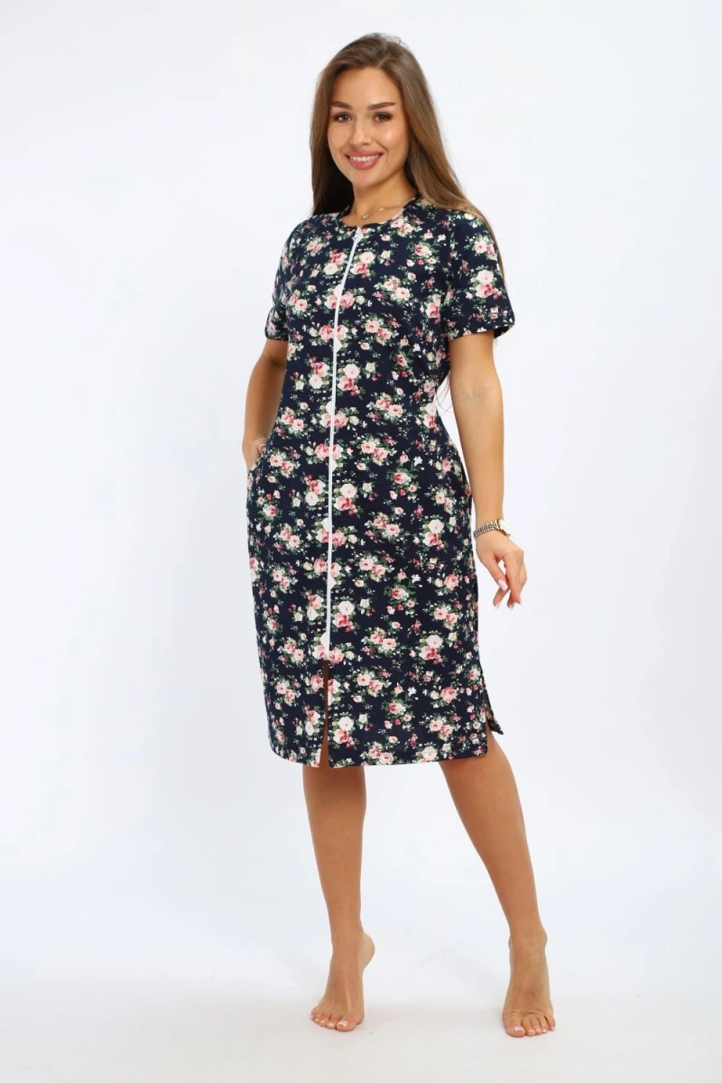 Халат ПХДЖ (синий, розы)