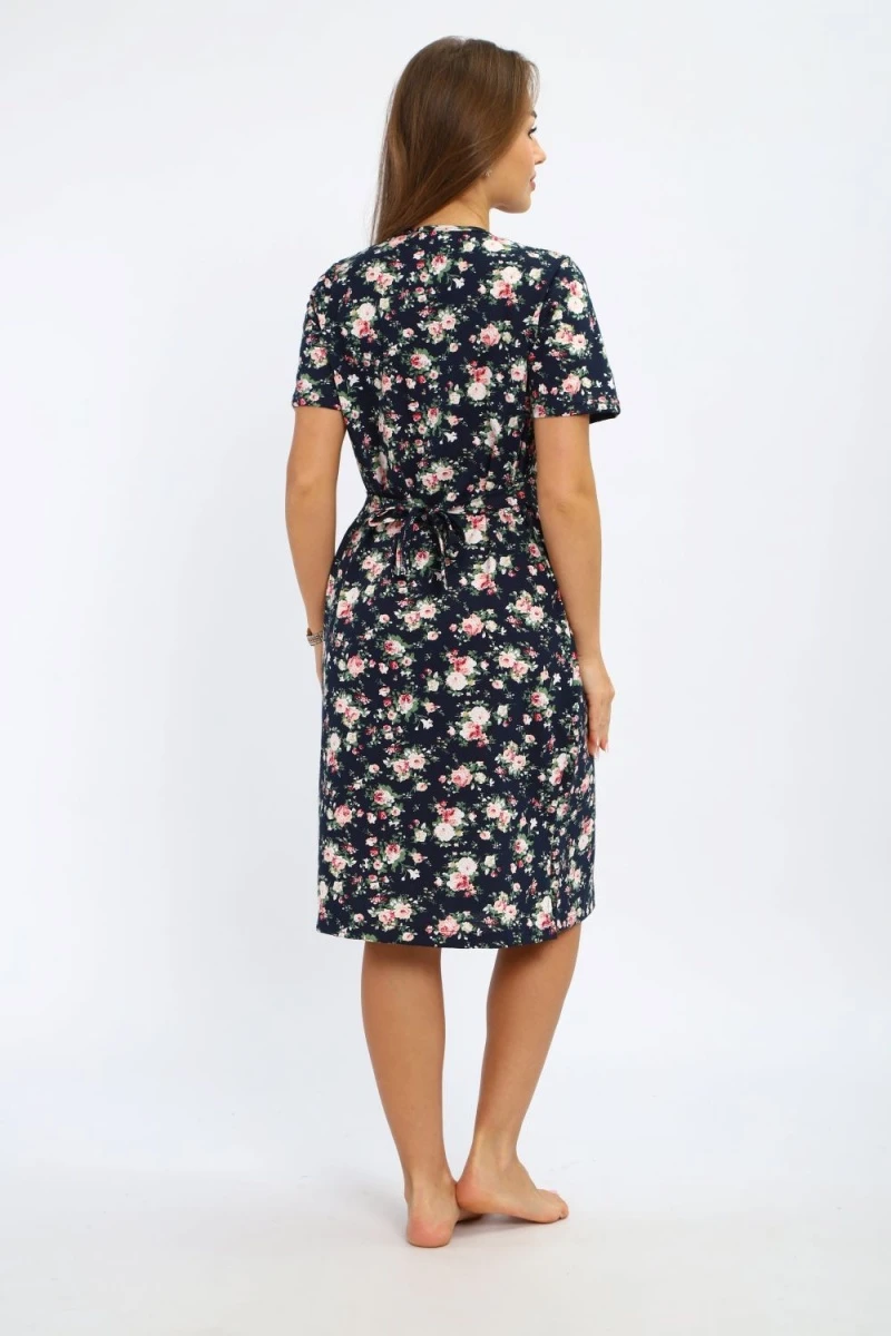 Халат ПХДЖ (синий, розы)