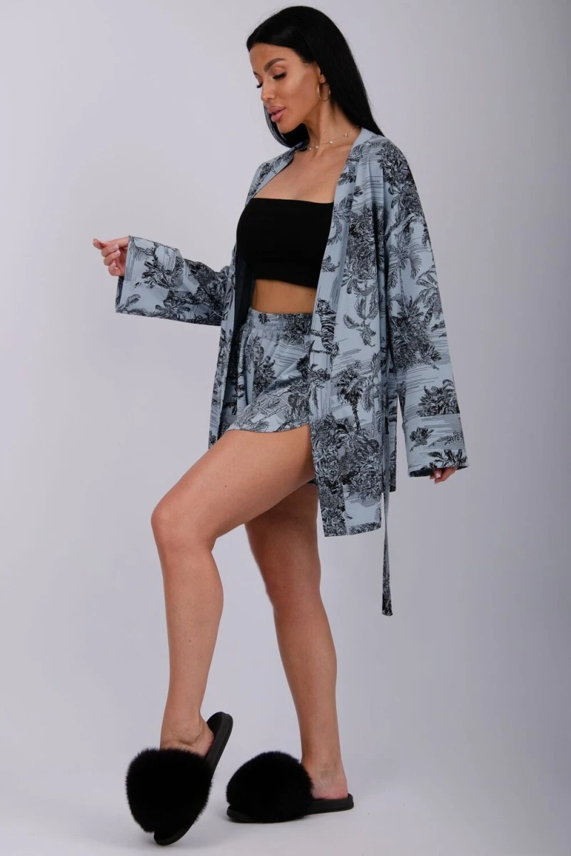 Пижама с шортами Диор (серо-голубой)