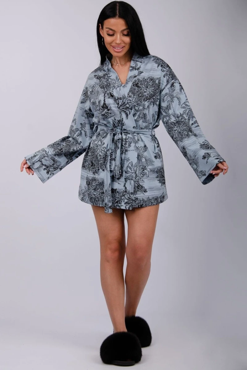 Пижама с шортами Диор (серо-голубой)