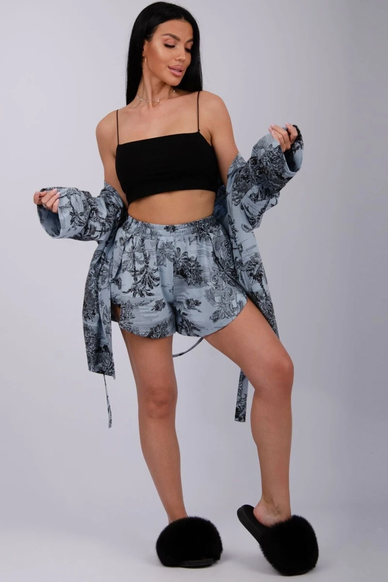 Пижама с шортами Диор (серо-голубой)