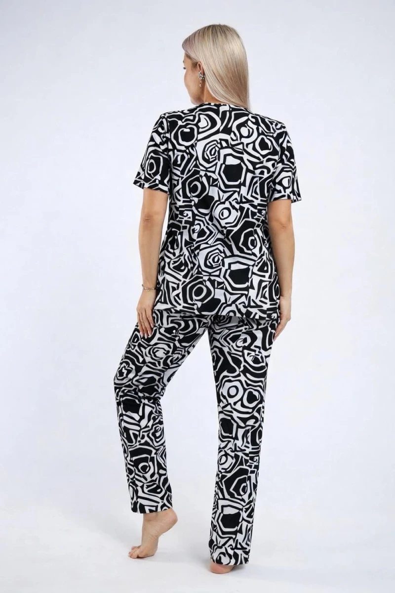 Пижама с брюками 18115 (абстрактные розы)