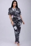 Пижама с брюками 18115 (черно-белые портреты)